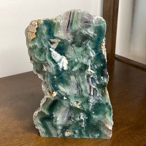 Exquisite Fluorite Slab - Captivating Blue-Green Teal with Purple Accents